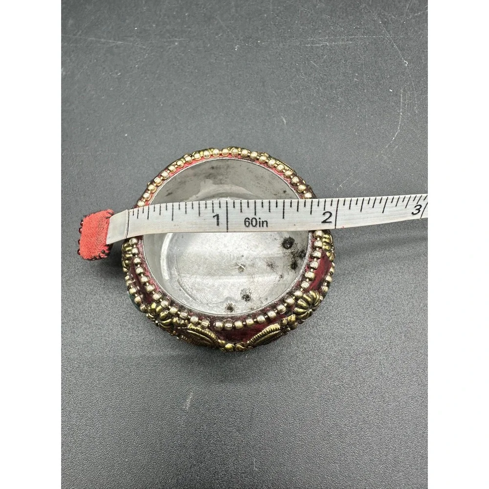 Pier‎ 1 Red Beaded Tea Light Candle Holder with Jewel Accents Floral Detail